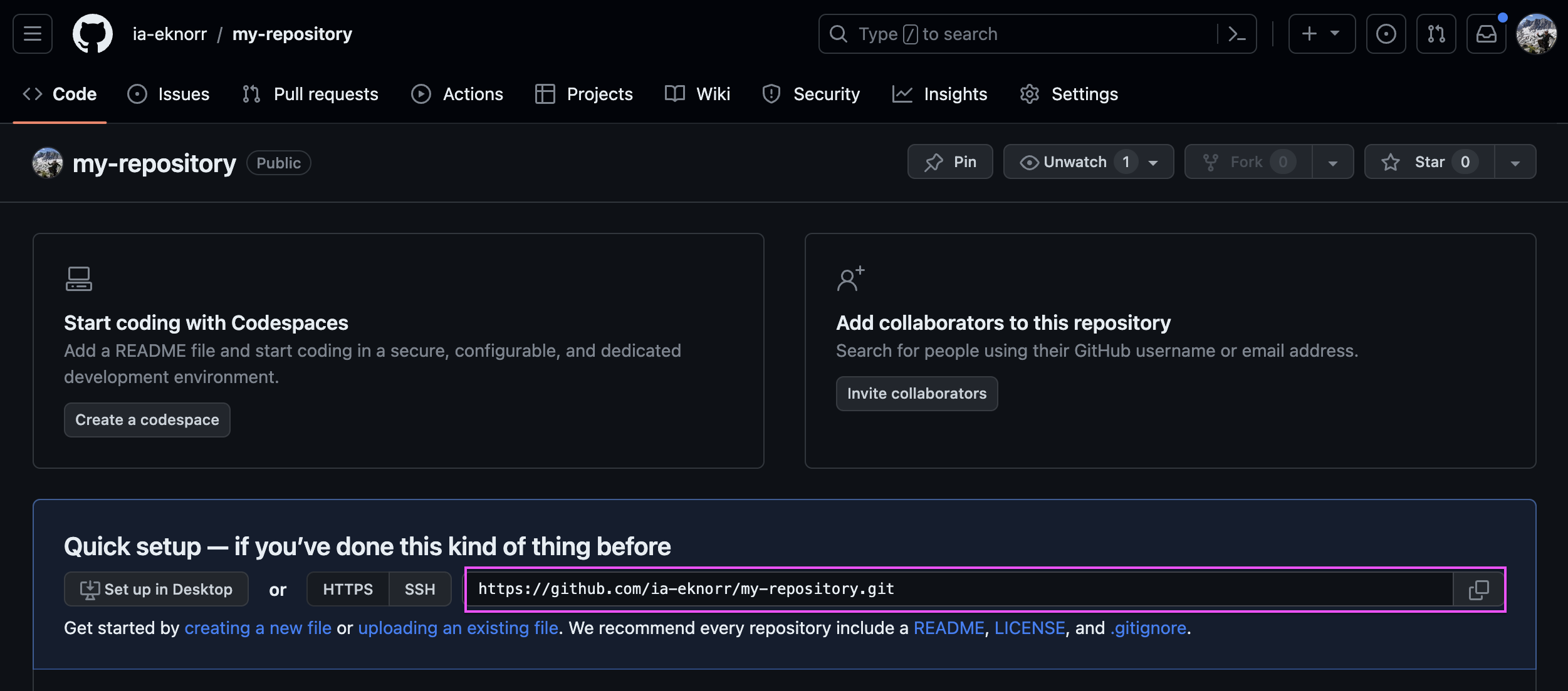 Repository link location on GitHub